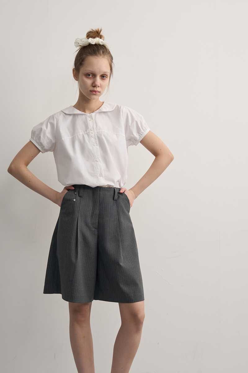 STRIPE RIVET BERMUDA PANTS