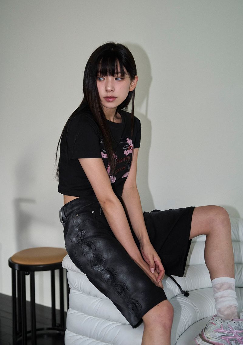 cross roses tee - black
