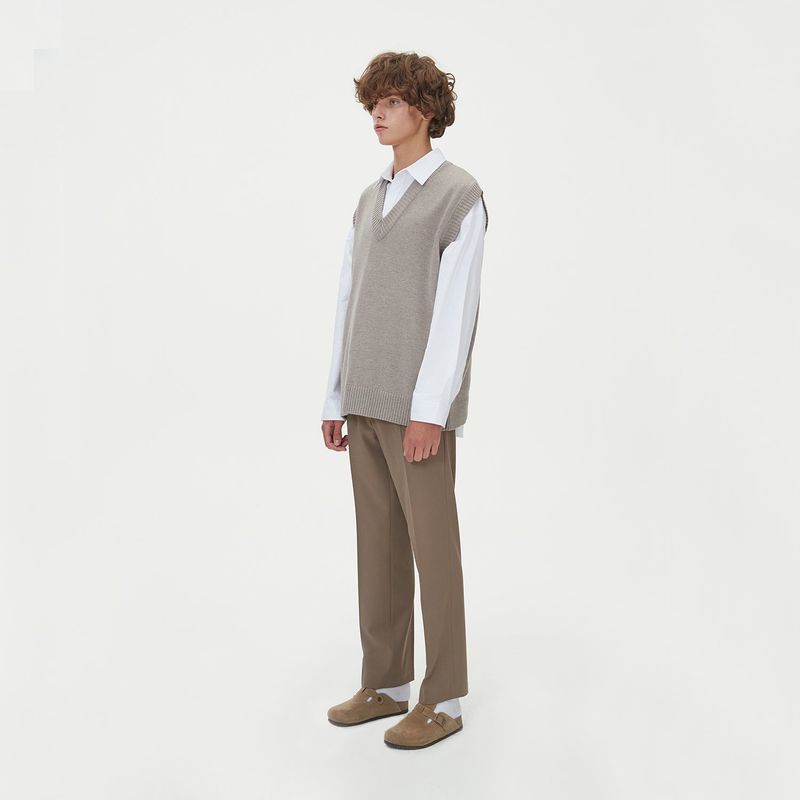 BLONDNINE（ブロンドナイン）の「LAMBSWOOL V NECK KNIT VEST_MOCHA（Tops）」