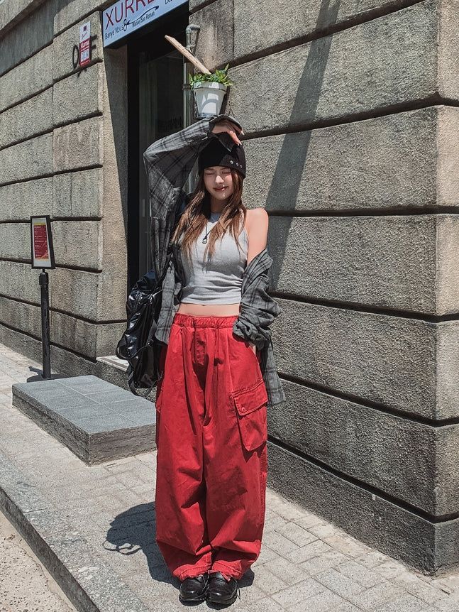 [Planned Product] Summer Pigment Strap Cargo Balloon Pants