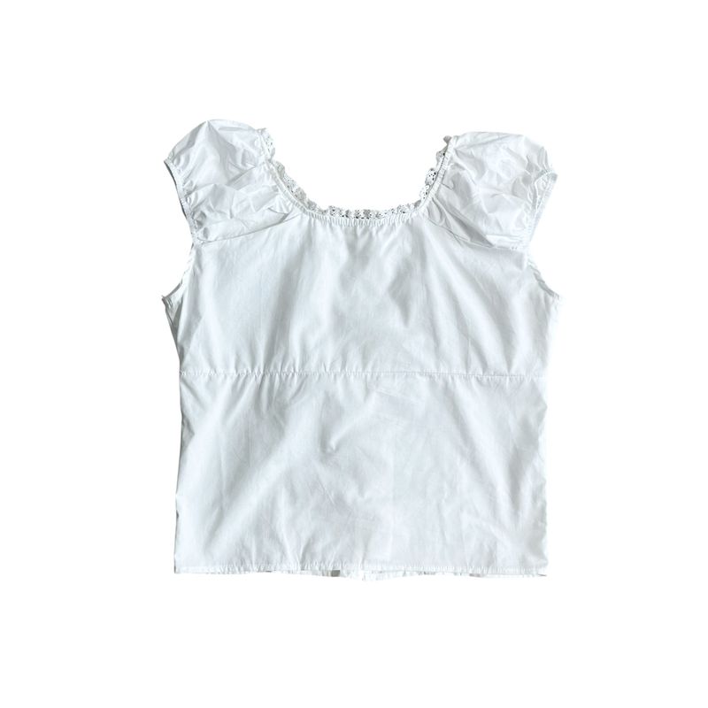 Shirring pintuck puff blouse