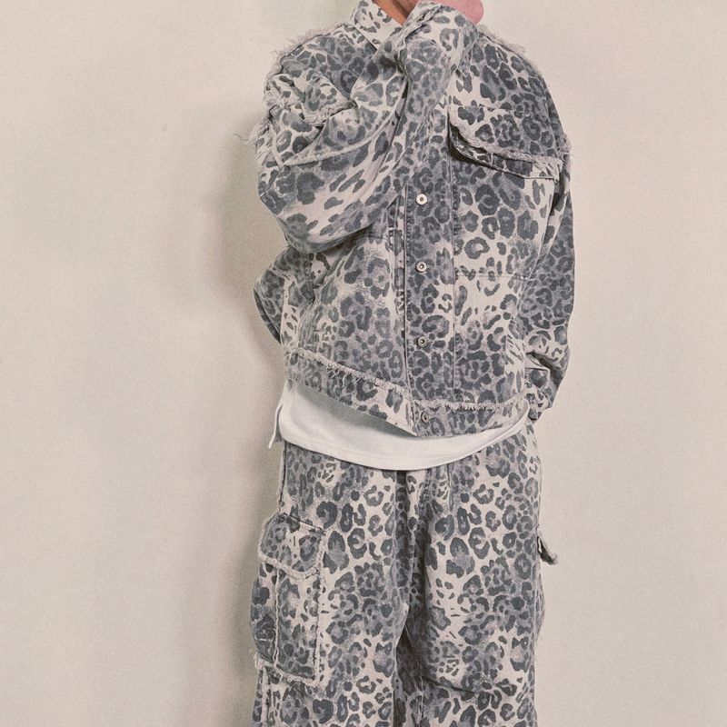 leopard grunge trucker jacket_grey
