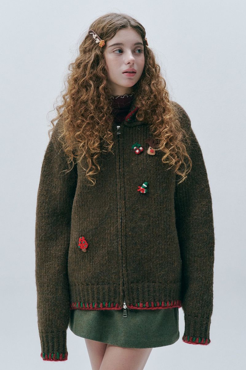 Winter Charm Zip-up Jacket [Brown]