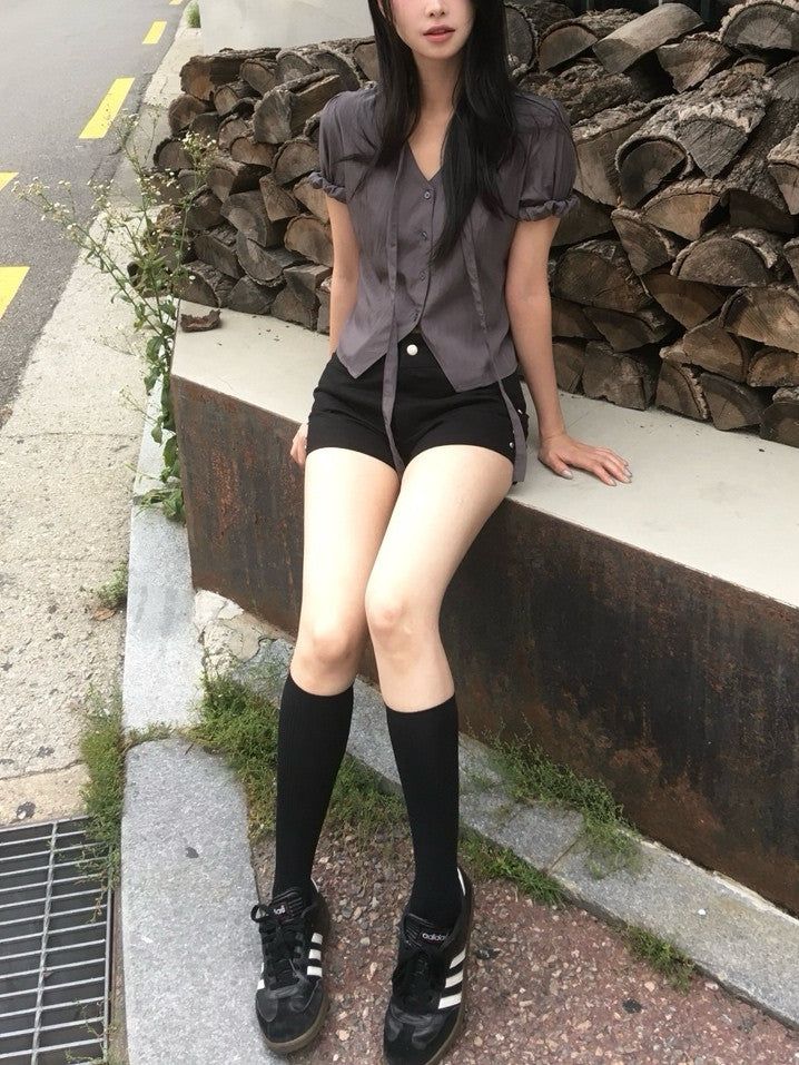 flat studded shorts