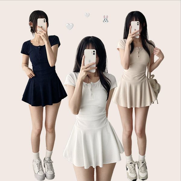 hijjoo（ハイチュー）の「Slim Fit Lovely Flare Slim Mini Dress（Dresses）」