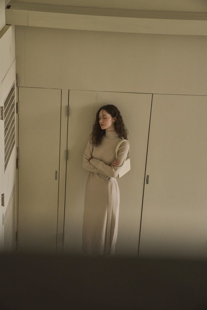UNBALANCED KNIT DRESS_OATMEAL