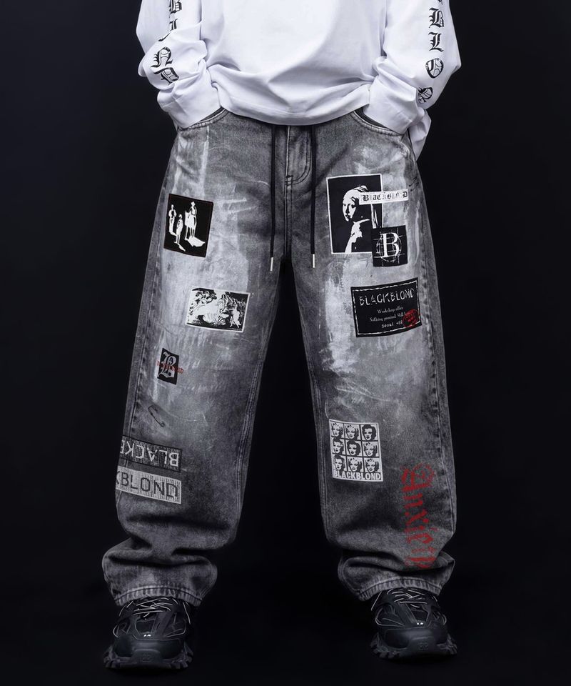 BLACKBLOND（ブラックブロンド）の「BBD Anxiety Multi Patch Denim Pants (Vintage Black)（Pants）」