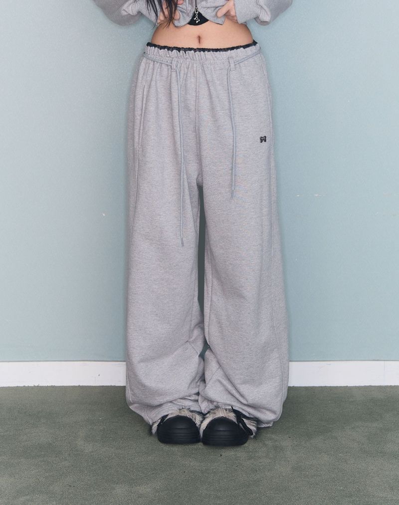 CHECK CONTRAST SWEAT PT GREY