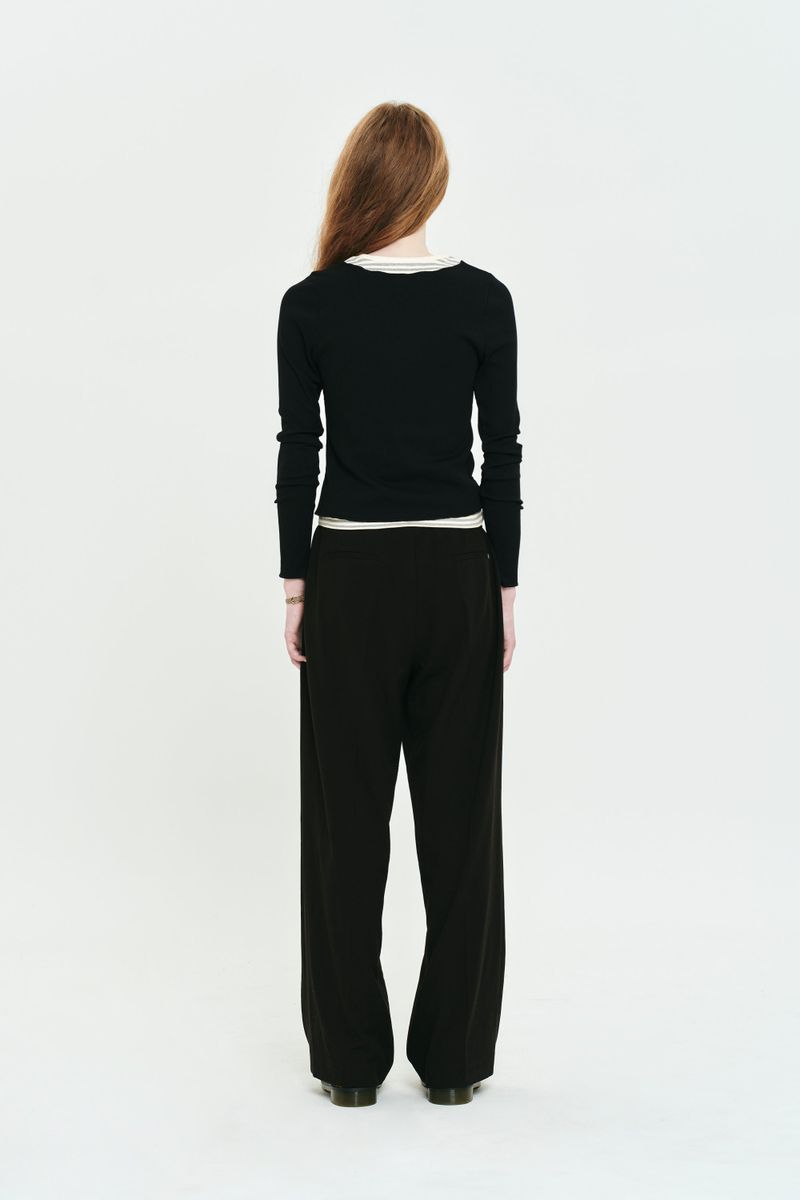 COLLECTION STRING CUT OFF WIDE SLACKS [BLACK]