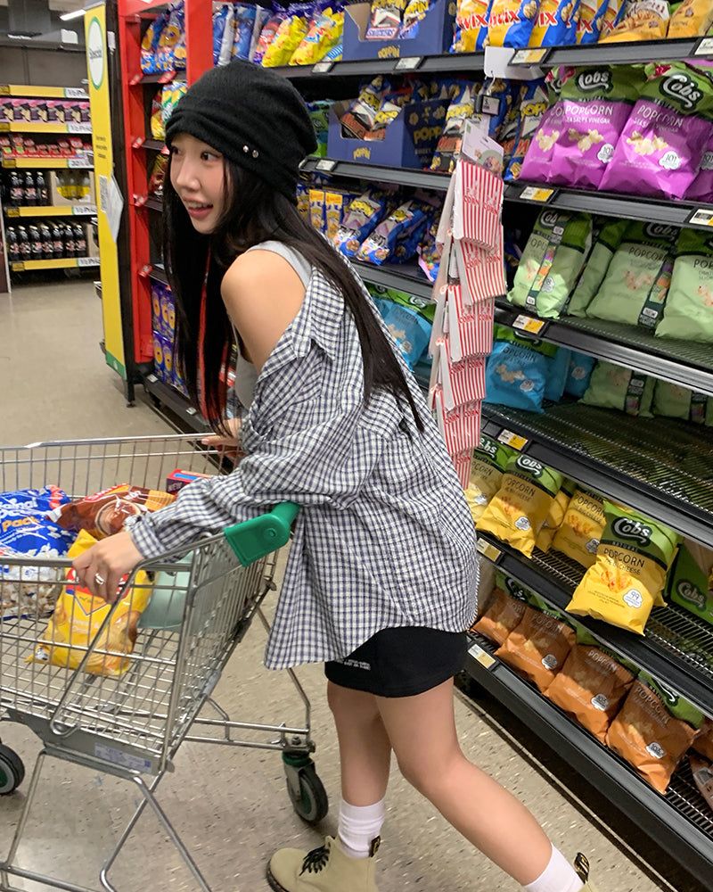 [ORIGINAL] Burnett Seersucker Check Oversized Shirt