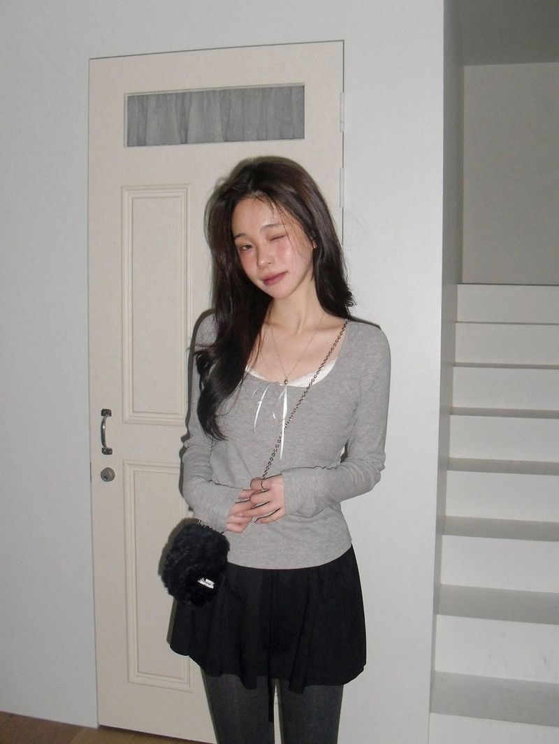 Minu Lace Layered Loose Button T-shirt (4color)