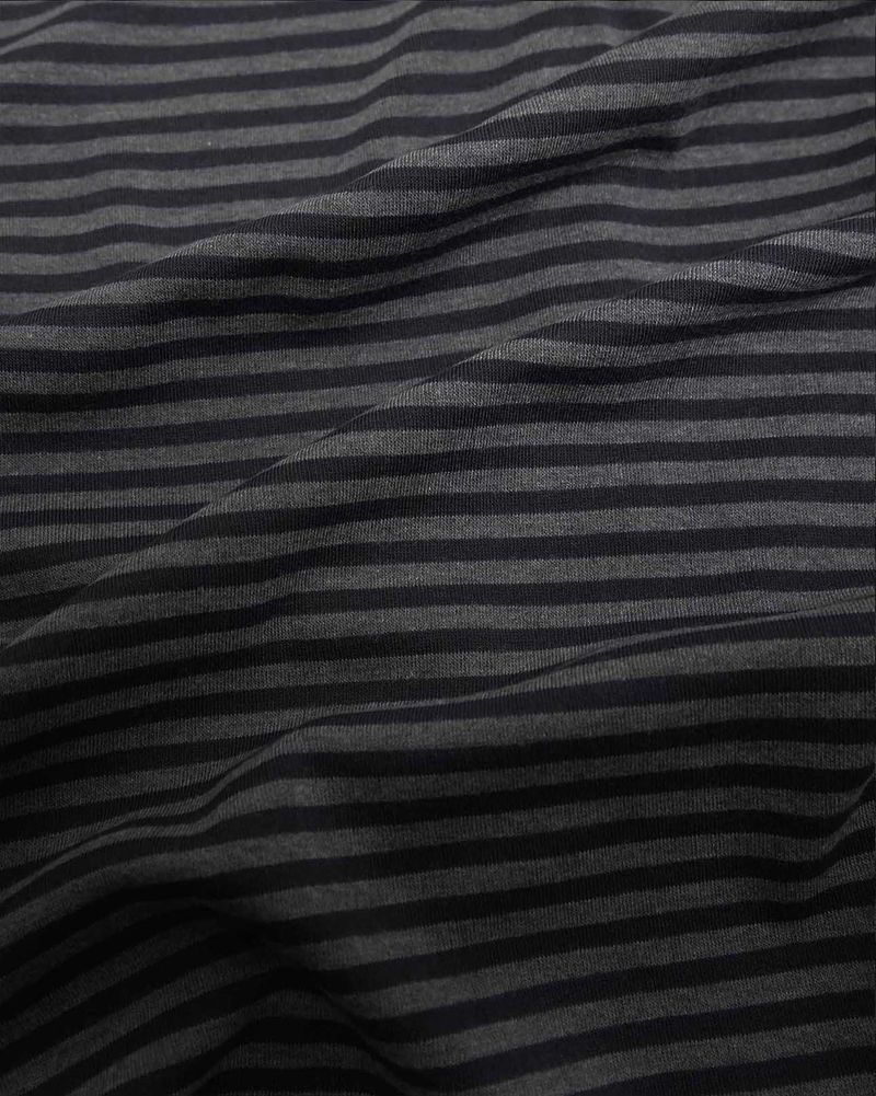 Henry Neck Long Sleeve Stripe Charcoal