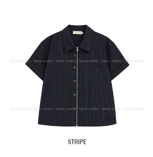 Verno Two-way Zip-up Half Shirt