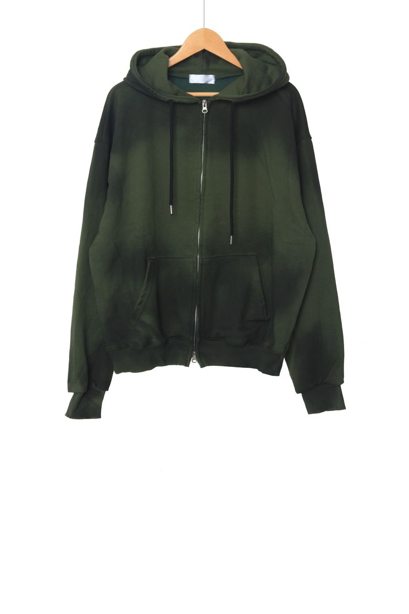 Spray washed hood zip-up