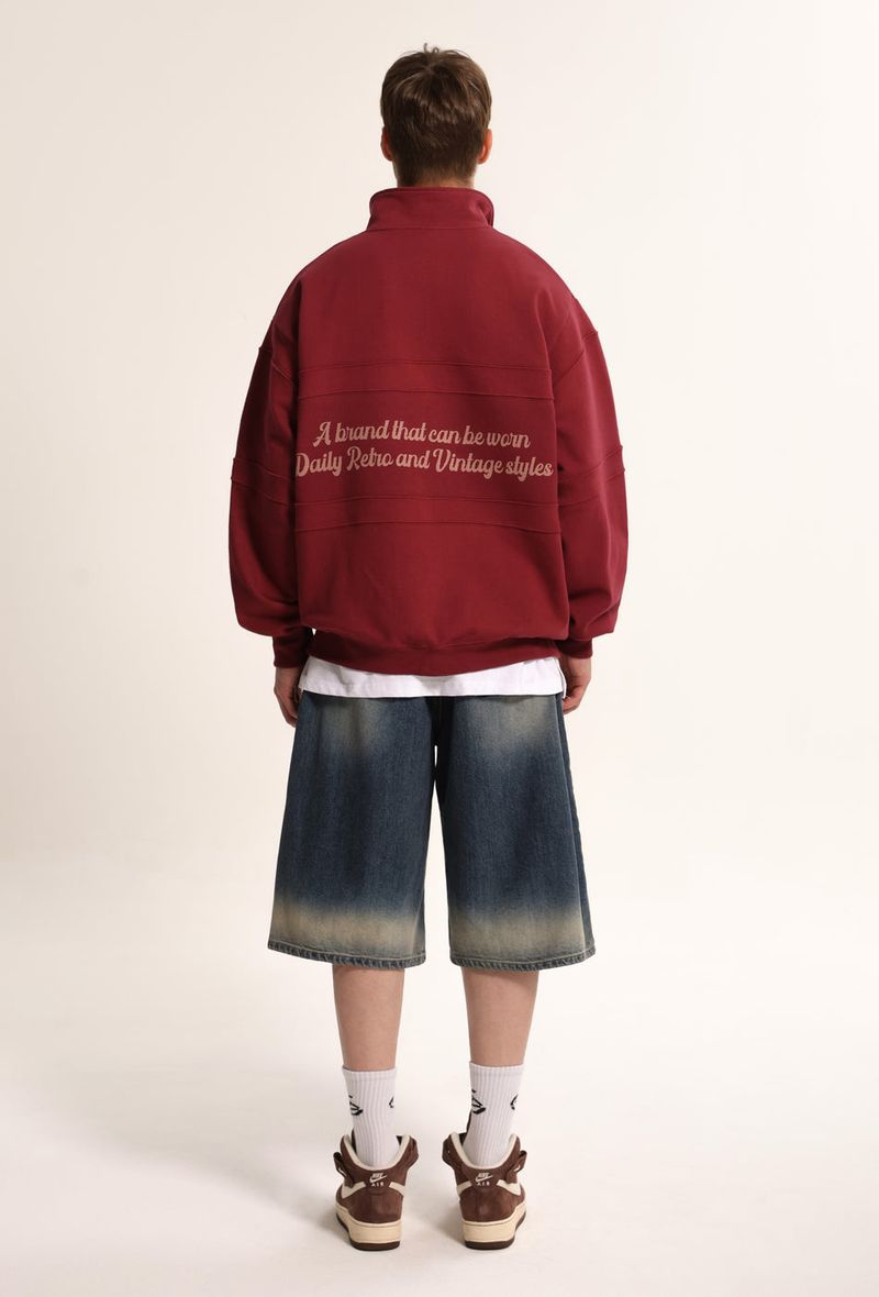 Applique Logo Half Zip-Up Sweatshirt