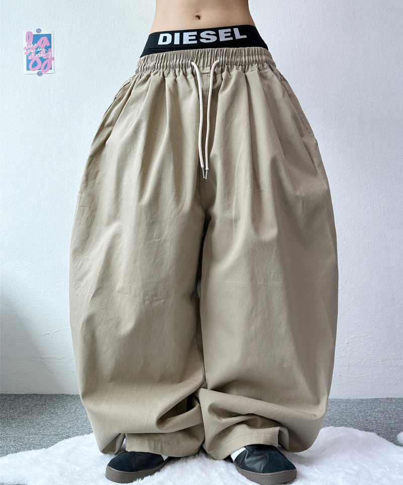 BASIC LINE BALLOON COTTON PANTS💛🤍🖤🤎💚 - 5 COLORS