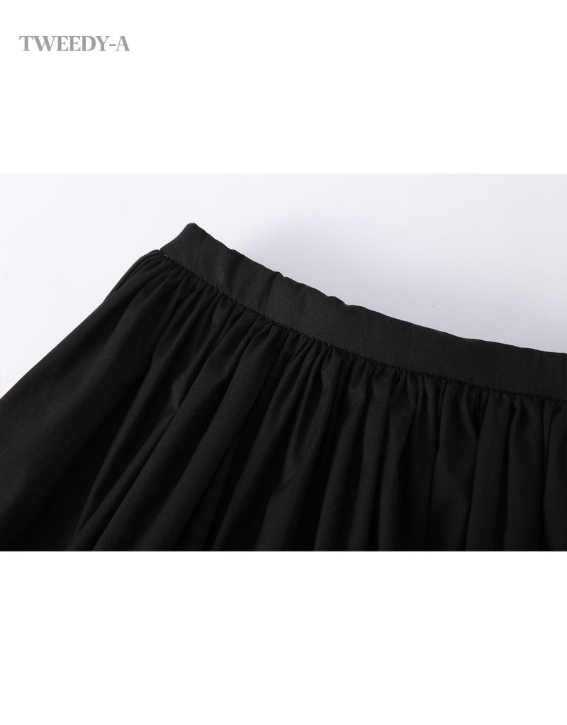レーシーコットンシャーリングラップミニスカート ブラック