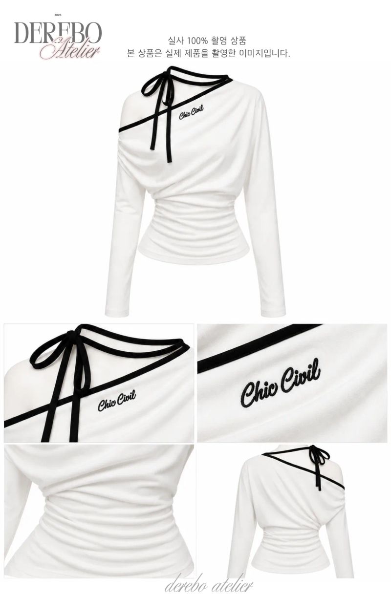 One open-shoulder halter strap long-sleeve tee 