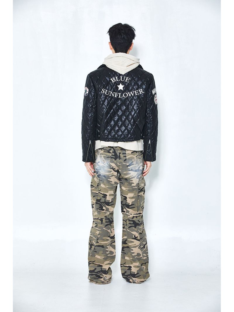 Bluesf Semi-Flare Destroyed Camo Cargo Pants