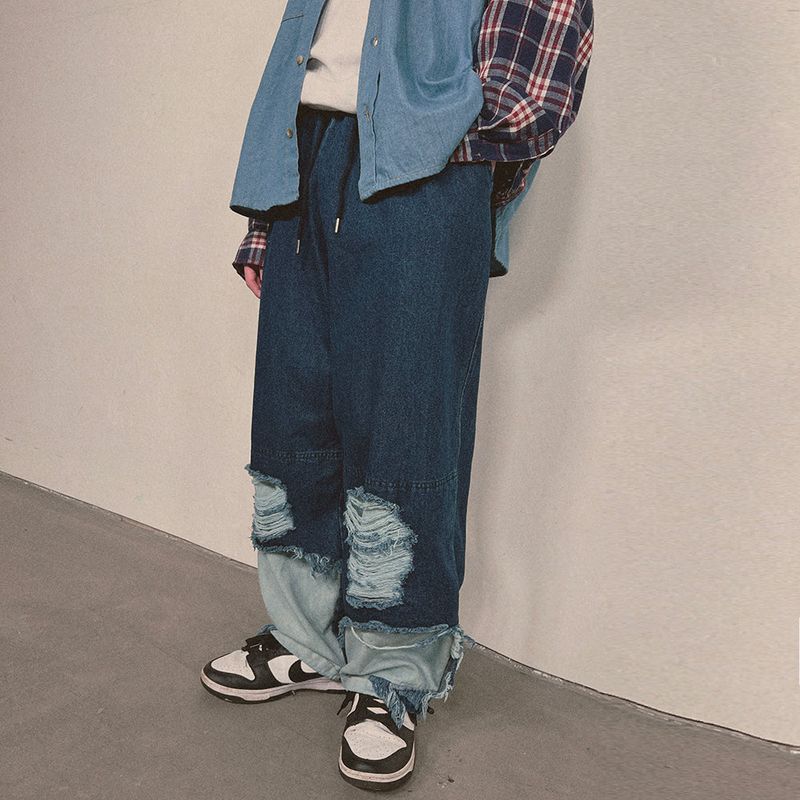 bleach denim pants_blue