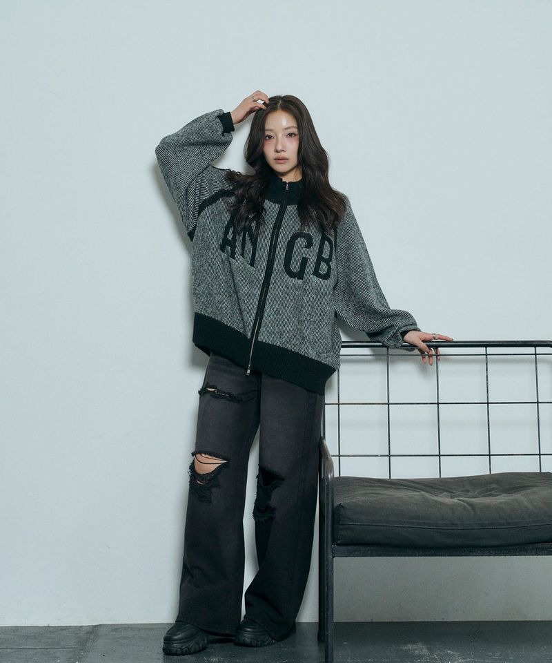 UNISEX プレーティングジップニット