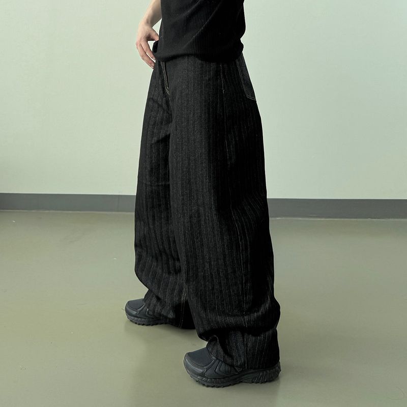 Herringbone Curved Denim Pants