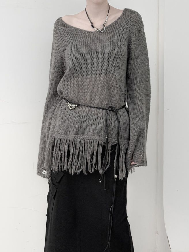 Lynch Fringe V-Neck Knit