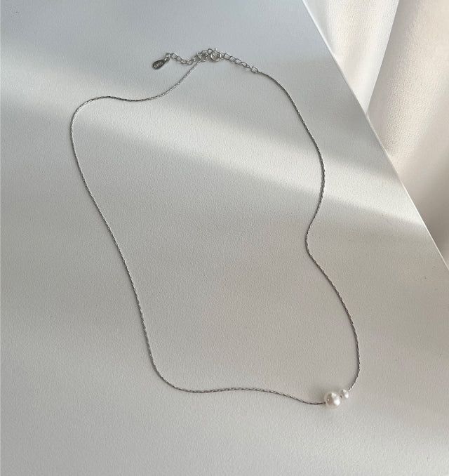 loo Silver 925 Pearl Innocent Daily Short Wedding Guest Necklace