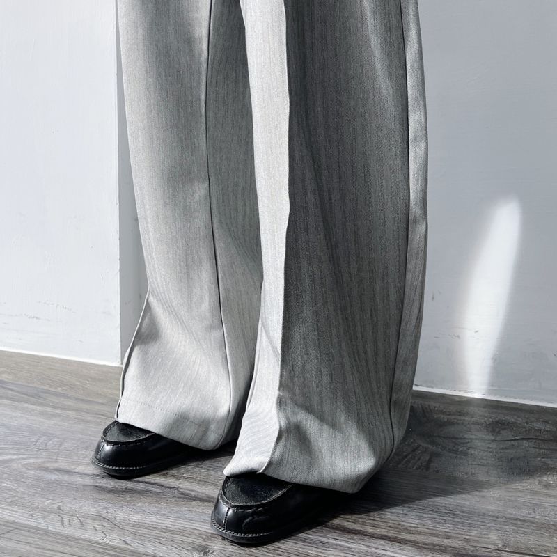 Curved Seam Draped Wide Trousers