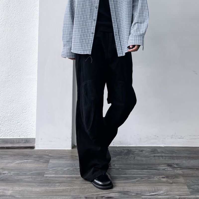 Curved Stitch Wide Trousers