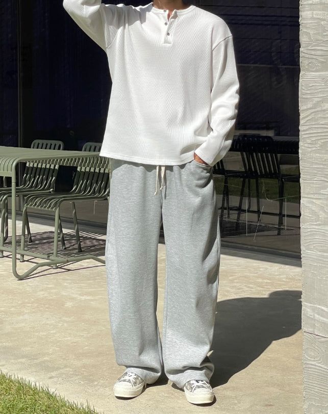 Kitsa Henley Neck Waffle T-Shirt
