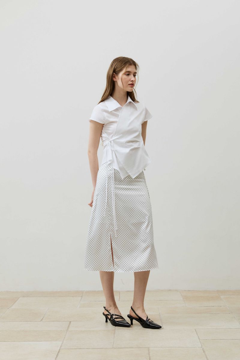 HALO WRAP CAP SLEEVE SHIRT / WHITE