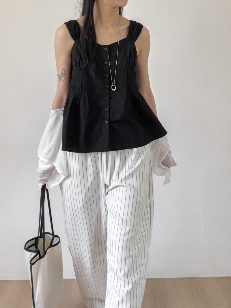 Stool Stripe Banding Wide Pants