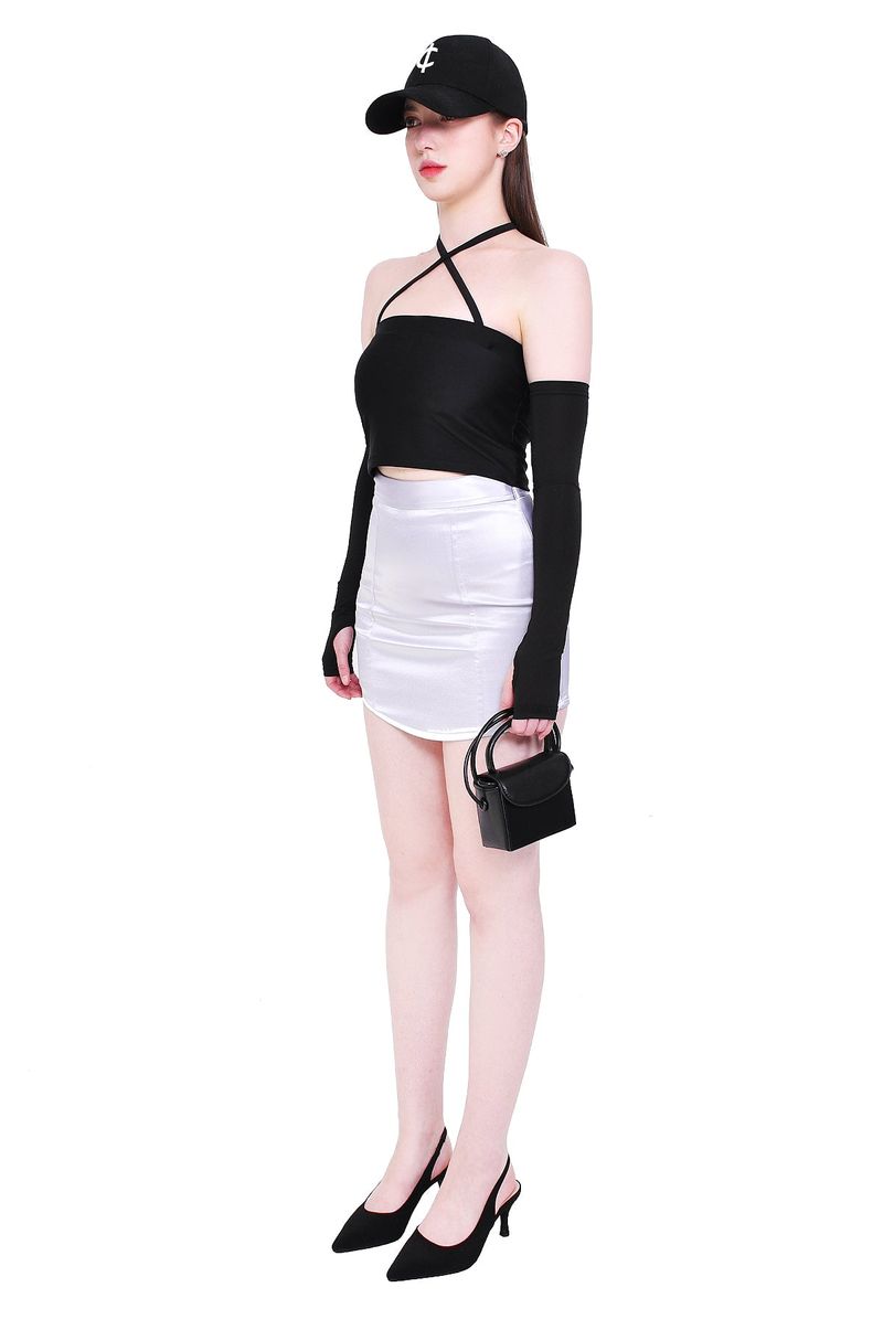 4-way multi tricot jersey span crop tube top (black)