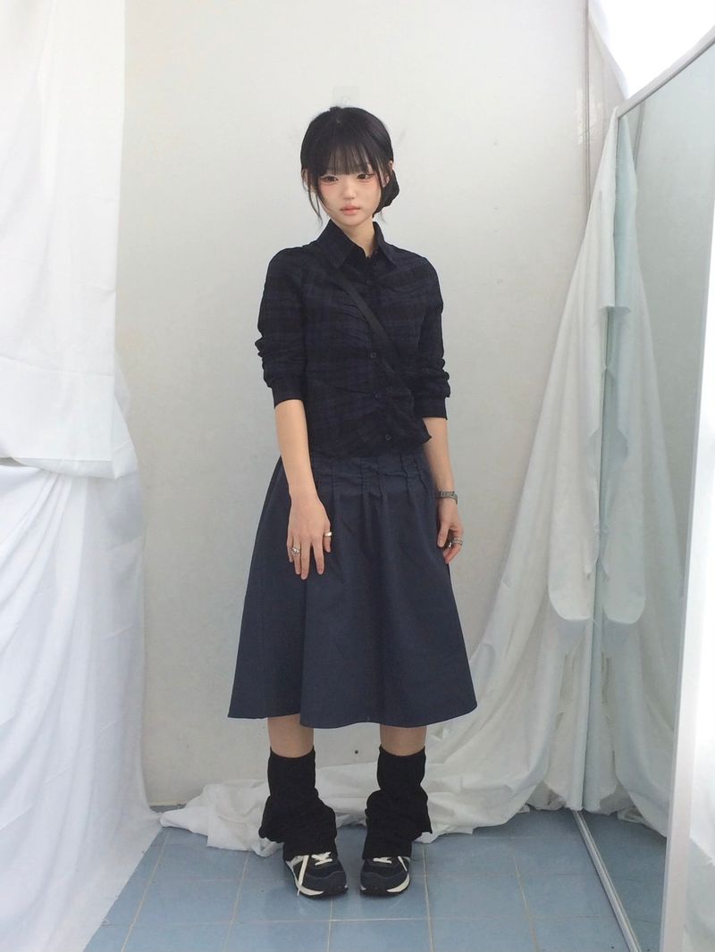 ruffle frill checkered short shirt