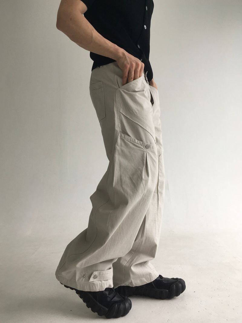 curved dyeing strap wide pants(2colors)
