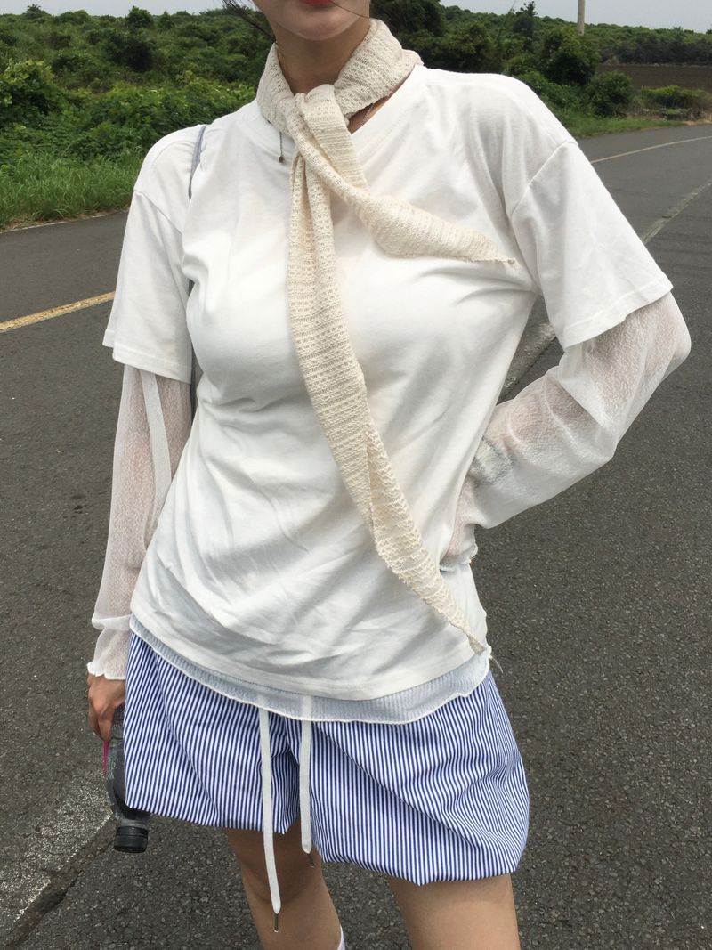 Sheer See-Through Layered Long Sleeve (4c)