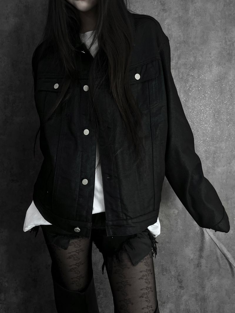 coated denim trucker jacket (unisex)