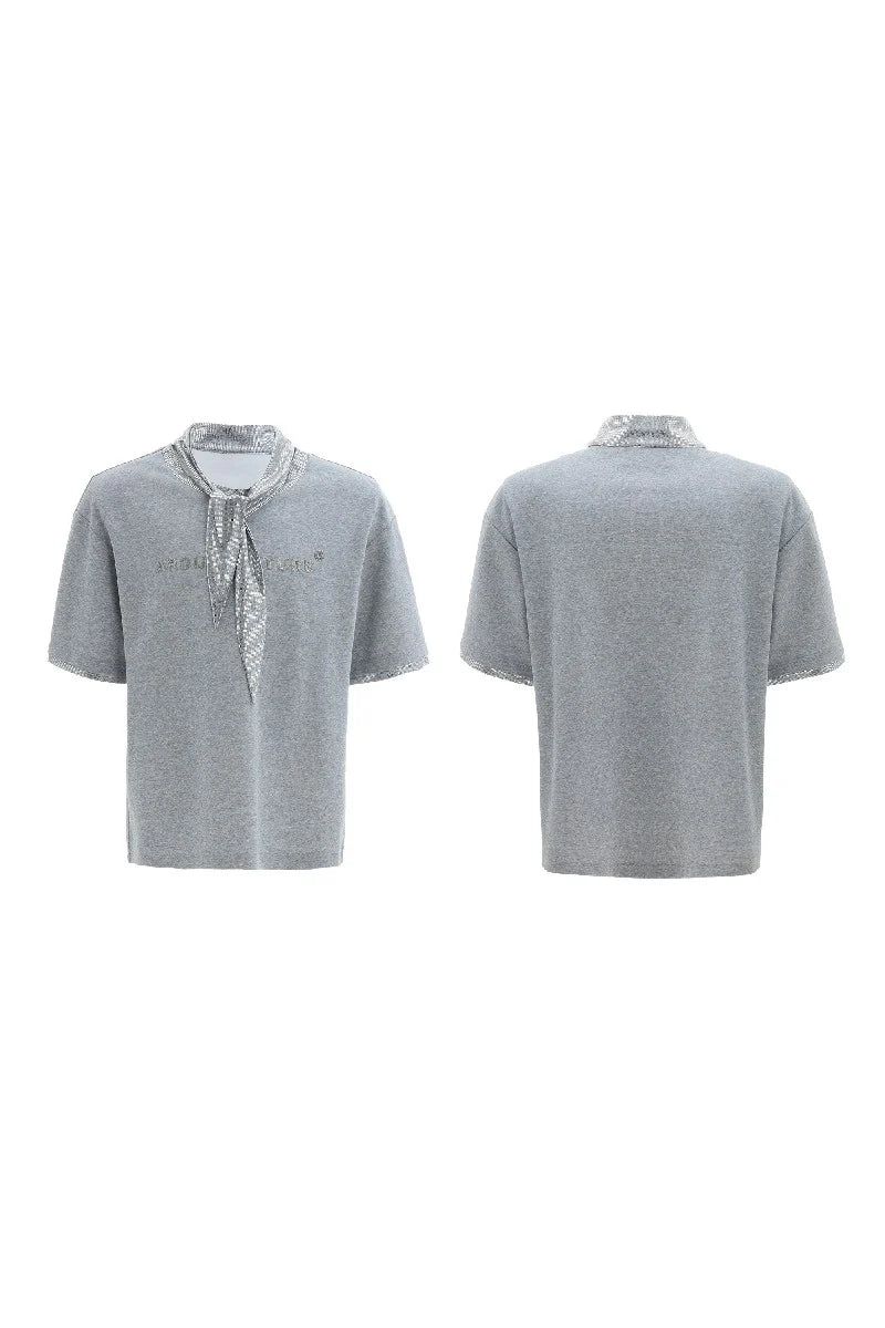 Silver Tie Print Short Sleeve Tee