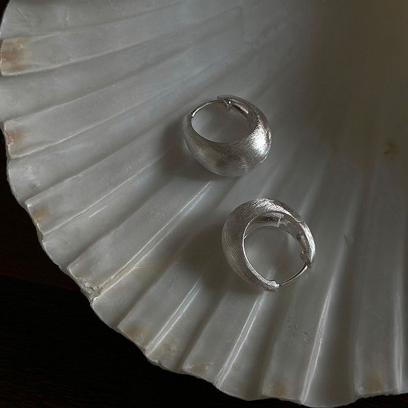 [925silver] Matt volume earring