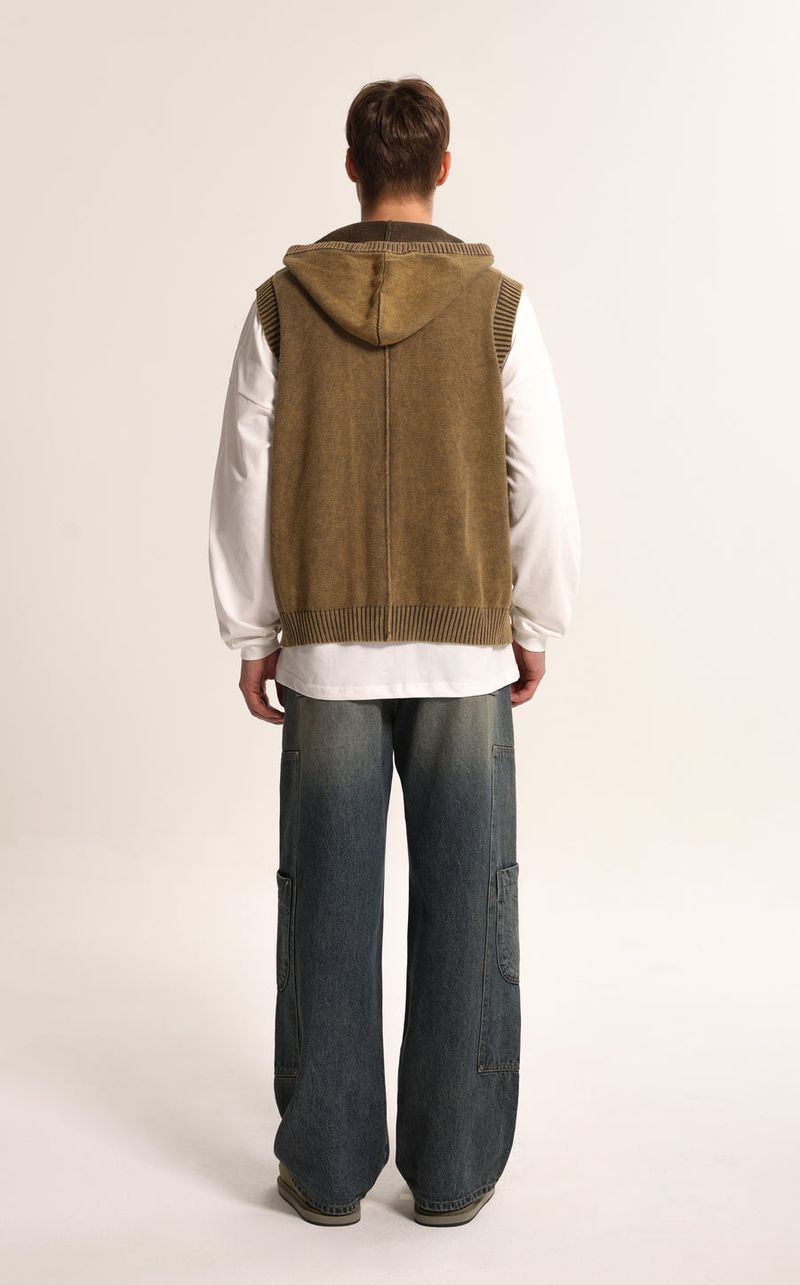 Washing Knit Vest Zip-Up