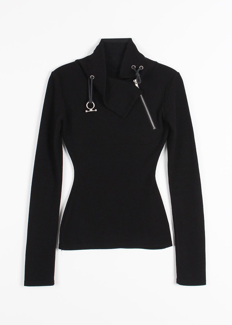 HIGH NECK ZIPPER TEE