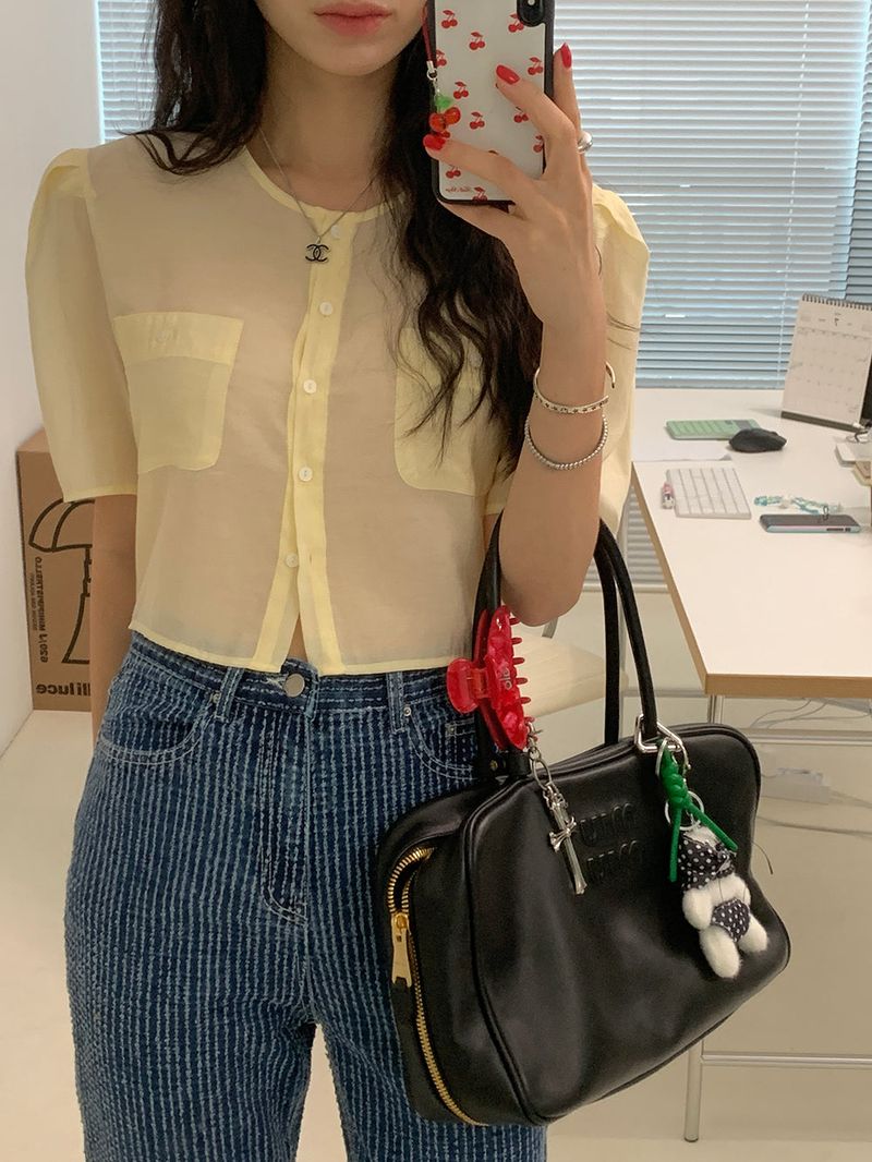 [MADE] ERT SEE-THROUGH PUFF BLOUSE
