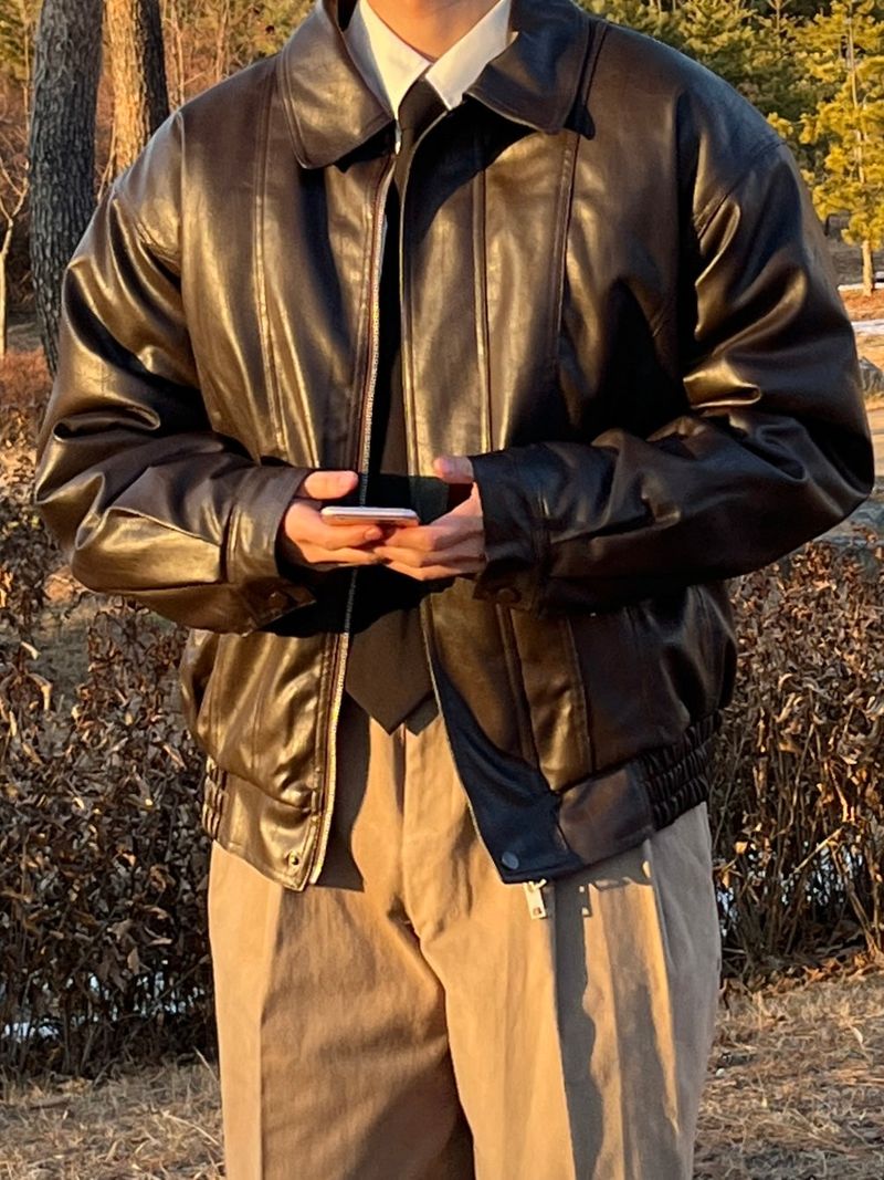 Woolly Curved Leather Jacket