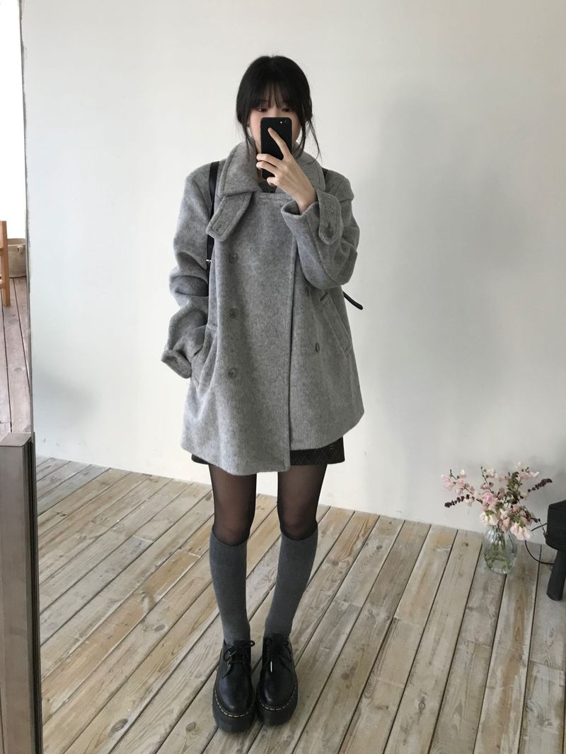 High-neck double coat (2 colors)