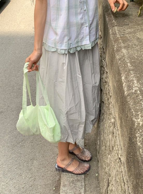 Honoka Pintuck Balloon Banding Midi Skirt
