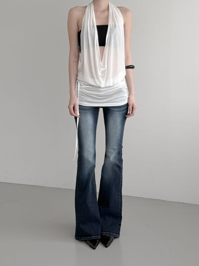 Desert Cowl Neck Hooded Drape Top