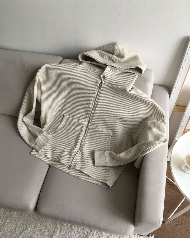 Compack Waffle High Neck Hood Zip-up