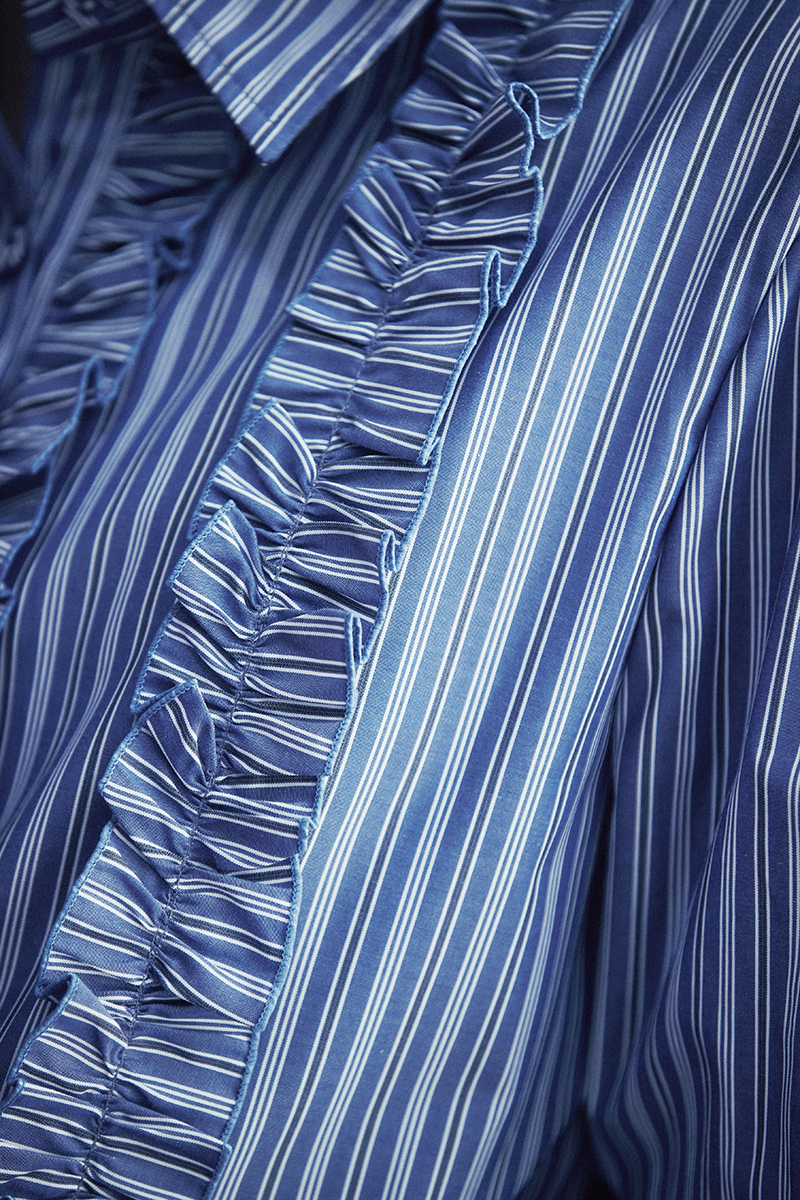 Stripe Frill Blouse (blue)