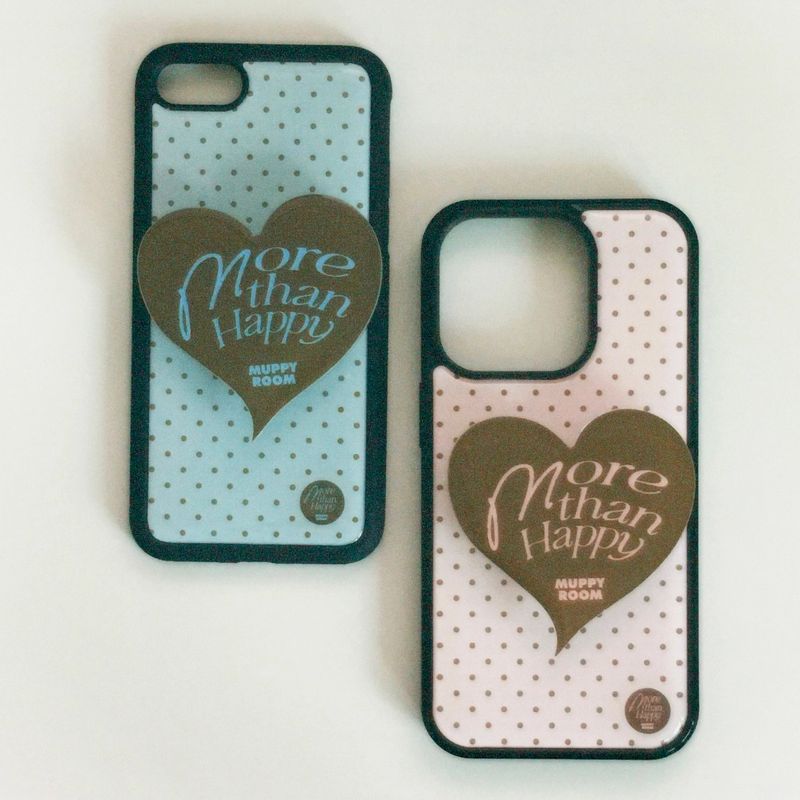 muppyroom（マッピールーム）の「[made] タイニードットバンパーケース（ピンク） + ラブトックセット（スマホグッズ/小物）」
